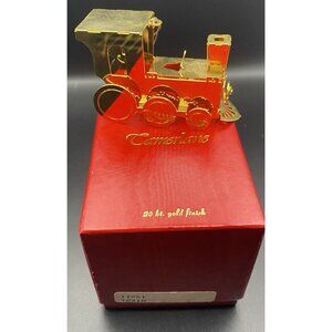 Tamerlane 24kt Gold Plated Train Ornament w/Box Vintage Christmas Locomotive